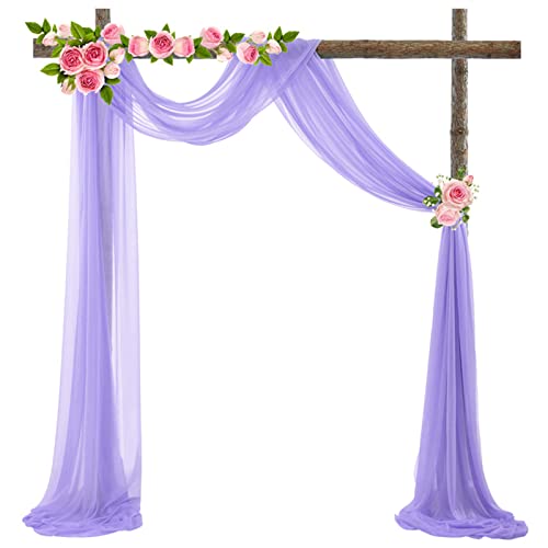 Querbehang 70*550cm, Hochzeitsbogen Vorhang Deko, Hochzeit Vorhang Chiffon Stoff, Vorhänge Hochzeit Bogen, Vorhang Organza Stoff Tüll Dekorationen Party Hintergrund Traubogen Dekostoff (Violett) von Bseical