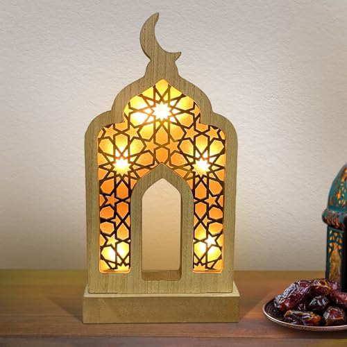 Ramadan Deko Tisch, Eid Mubarak Dekoration, Islam Deko Led, Ramadan Dekoration Lampe Holz Moschee Tischdeko Islamische Muslimische Festival Dekor Ornament Mit Lights von Bseical