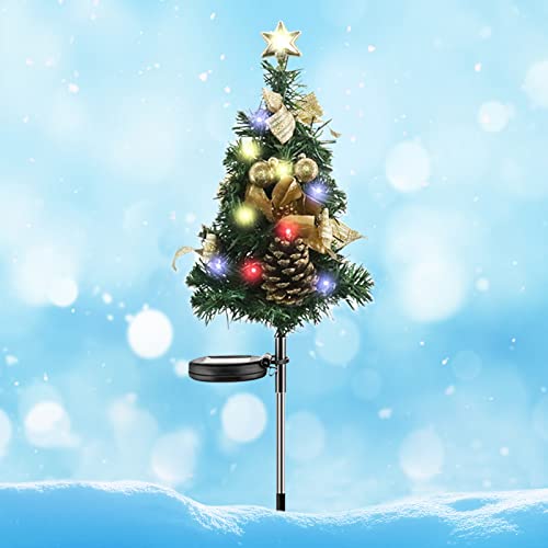 Solar Weihnachtsbeleuchtung Außen, Weihnachtsbaum Künstlich Aussen Mit Beleuchtung Klein, Weihnachtsdeko Solar Garten, Gartenleuchten Mit Solarpanel Mini Weihnachtsbaum Mit Licht Outdoor Led Bunt (I) von Bseical