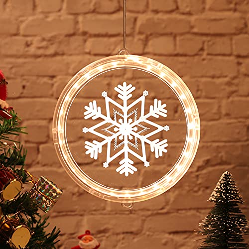 Weihnachtsbeleuchtung im Fenster, LED-Weihnachtsbeleuchtung im Innenbereich, batteriebetrieben, 3D-Weihnachtsbeleuchtung im Freien, für Hochzeit Gartenparty Home Schlafzimmer (Schneeflocke, 24cm) von Bseical