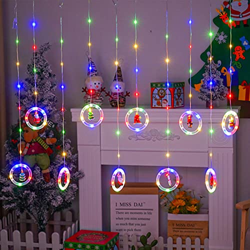 Weihnachtsdeko Fenster Beleuchtet Usb Timer, Led Lichtervorhang Sterne Innen, Weihnachtsbeleuchtung Fenster Bunt, Fensterdeko Weihnachten Lichterkette Warmweiß Aussen Ring Amerikanisch Balkon 3m (B) von Bseical