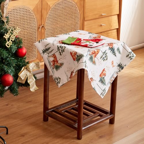 Weihnachtstischdecke, Tischdecke Weihnachten, Weihnachtsdeko Tisch Saisonnal Winter Tischdecke Küche Weihnachtsdecken für Tisch Dekoration Drinnen Party Dekor Abwaschbar (Kiefern, 85 * 85cm) von Bseical