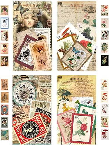 240 Stück Vintage Stempel Sticker, Scrapbooking Aufkleber, Notizbuch Vintage Aufkleber, Vintage Scrapbook Papieraufkleber, für Scrapbook Kalender Notizbuch Tagebuch Fotoalbum DIY Dekoration von Bssowe