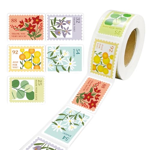 Btgghytr 1 Rolle selbstklebende Aufkleber, Retro-Blumen-Aufkleber, Geschenkaufkleber, Glasetiketten-Aufkleber von Btgghytr