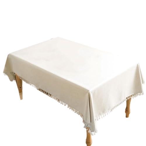 Btgghytr Elegante Tischdecke, wasserabweisend, Baumwoll-Leinen, Tischdecke für Partys und den täglichen Gebrauch, Tischdecke, 140 x 90 cm von Btgghytr