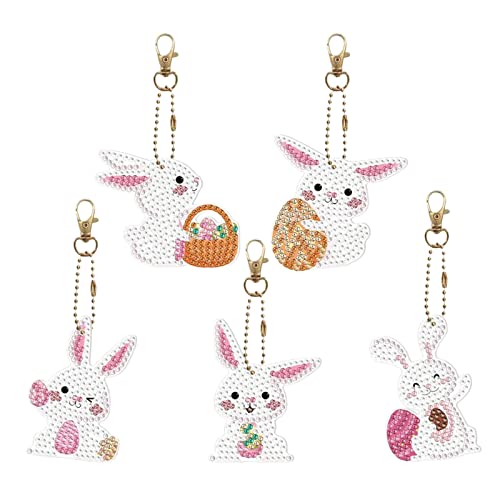 Btruely 5D Set Ostern，5 Stück Osterei Diamantmalerei Schlüsselanhänger，DIY Ostern, Malerei Kits Osterei，Ostern Kinder DIY Bastelgeschenke Geschenk (B, One Size) von Btruely