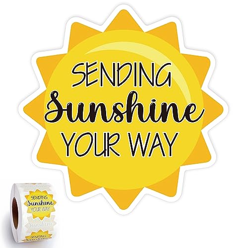 Bttwkco 4,1 cm 500 Stück Sending Sunshine Your Way Small Business Aufkleber, Thank You Aufkleber, Sunny Aufkleber, Happy Mail Aufkleber, Umschläge Versandbedarf, handgefertigte Aufkleber, von Bttwkco