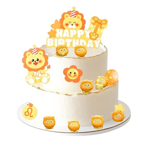 10 Stück Mini Lion Cake Topper Figuren,Mini Lion Tortendeko,Lion Figuren Cupcake Toppers Löwen Happy Birthday Tortendeko Tiere Kuchendeko für Geburtstag Baby Shower Geschenk Party Supplies Kinder von BuLKee