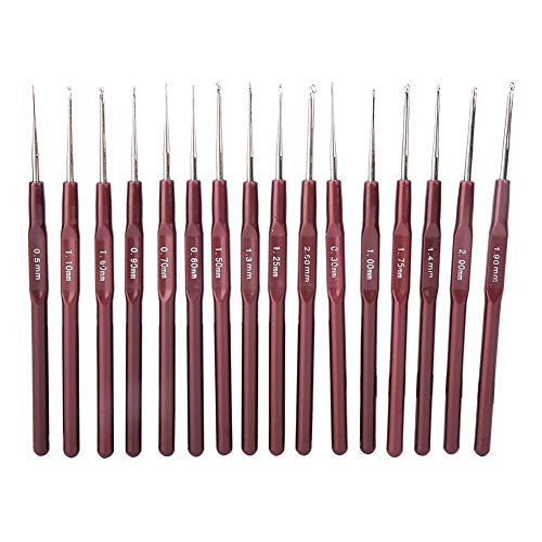 16 Stück Häkelnadel Set, 0,5-2,5mm Stricknadel, Edelstahl DIY Ergonomischer Strickhaken Nadeln Kit, Stricknadeln mit Weicher Nähwerkzeug Griff Weben Häkelnadeln Haushalt Werkzeug für Häkelliebhaber von Buachois