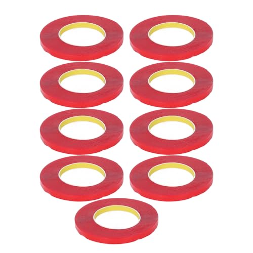 Buachois 10 Rollen doppelseitiges Klebeband mit klarem Acryl, 10 mm x 10 m, robustes Montageband mit entfernbarem Kleber, rotes, stark klebendes doppelseitiges Klebeband für die von Buachois