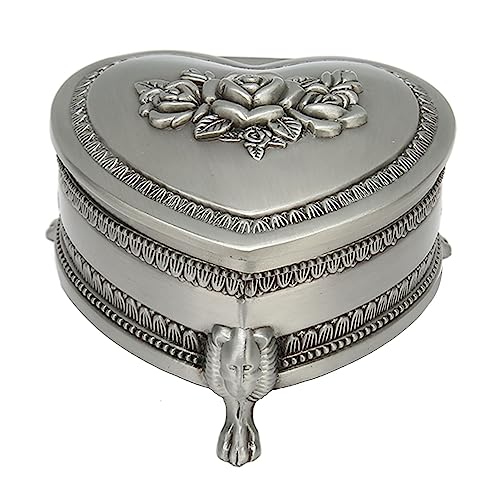 Metall Herzform Schmuckkästchen, Vintage Schmuckdose, Kleine Antik Ring Kette Ohrringe Schmuckbox, Schmuckschatulle Geschnitzt Hochzeit Souvenir Behälter Geeignet Halsketten Aufbewahrungsbox von Buachois