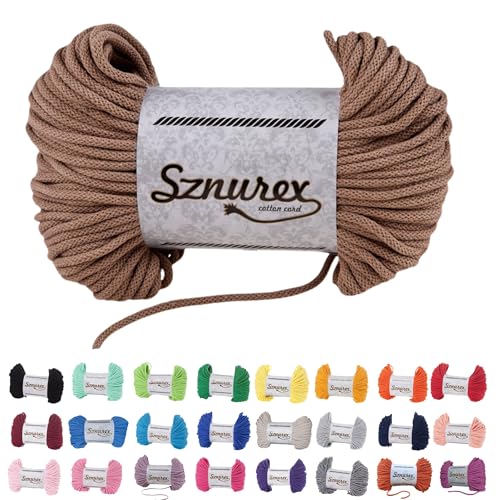 Makramee Garn 5mm x 100m Baumwollschnur Perfekt für DIY, Garn für Makramee-Schnur über 50 Farben Oeko-TEX Zertifiziert - Baumwollkordel (Whisky, 5mm/100 Meter) von Bubble Brothers