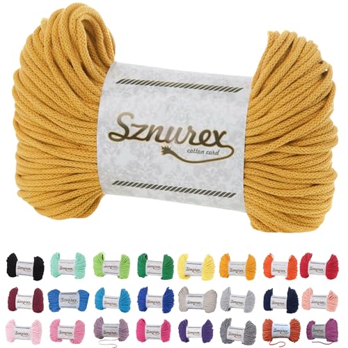 Makramee Garn 5mm x 100m Baumwollschnur Garn für Makramee-Schnur über 50 Farben Oeko-TEX Zertifiziert Baumwollkordel, Baumwollgarn mit Polyesterkern für DIY (Senf, 5mm/100 Meter) von Bubble Brothers