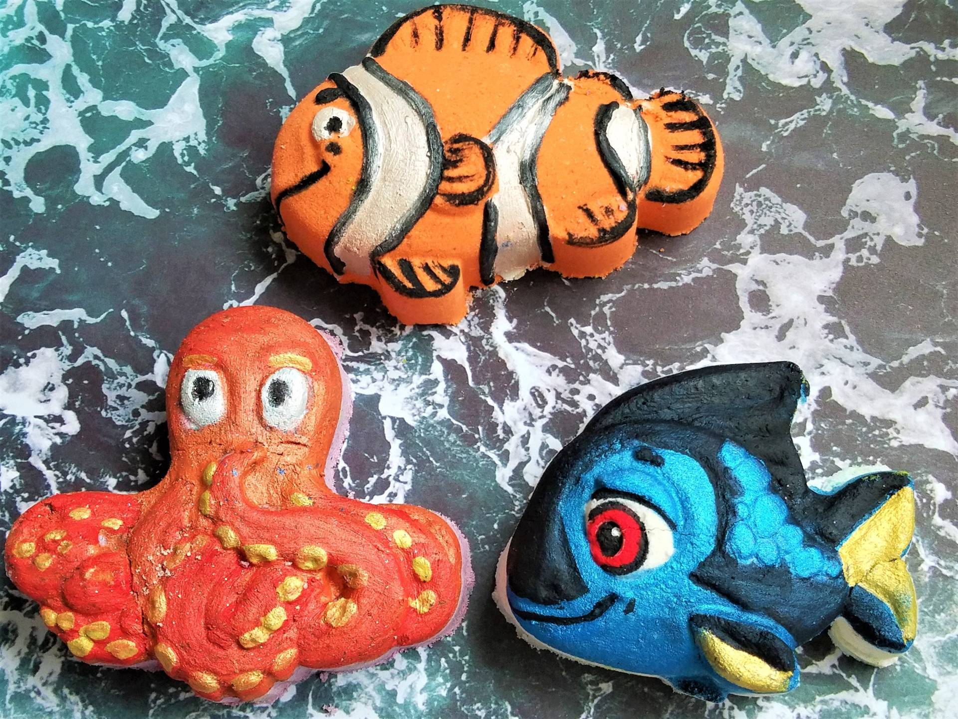 Meerfreunde Badebombe Set-Fundnemo-Octupus-Clownfisch-Engelfisch-Sommer-Kind-Niedlich-Geschenkideen-Partyfavors von Bubblegurlcreations