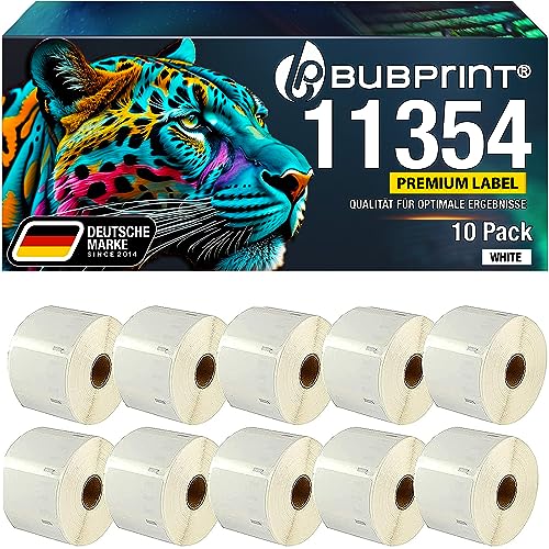 Bubprint Kompatibel 10 Etiketten als Ersatz für Dymo 11354 S0722540 für Labelwriter 310 320 330 400 450 Duo Twin Turbo 57 x 32 mm weiß white von Bubprint