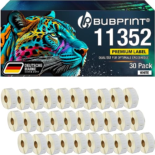 Bubprint 30 Etiketten kompatibel als Ersatz für Dymo 11352 S0722520 für Labelwriter 310 320 330 Turbo 400 Twin Turbo Duo 450 TwinTurbo Duo SE450 25 mm x 54 mm von Bubprint