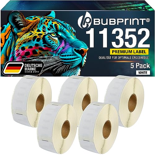 Bubprint 5 Etiketten kompatibel als Ersatz für Dymo 11352 S0722520 für Labelwriter 310 320 330 Turbo 400 Twin Turbo Duo 450 Twin-Turbo Duo SE450 25 mm x 54 mm von Bubprint