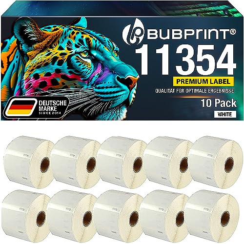 Bubprint 10 Etiketten kompatibel als Ersatz für Dymo 11354 S0722540 für Labelwriter 310 320 330 400 450 Duo Twin Turbo 57 x 32 mm weiß white von Bubprint