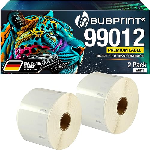 Bubprint 2 Etiketten kompatibel als Ersatz für Dymo 99012 S0722400 für Labelwriter 310 320 330 Turbo 400 Twin Turbo Duo 450 Twin-Turbo Duo SE450 36 x 89 mm Weiß von Bubprint