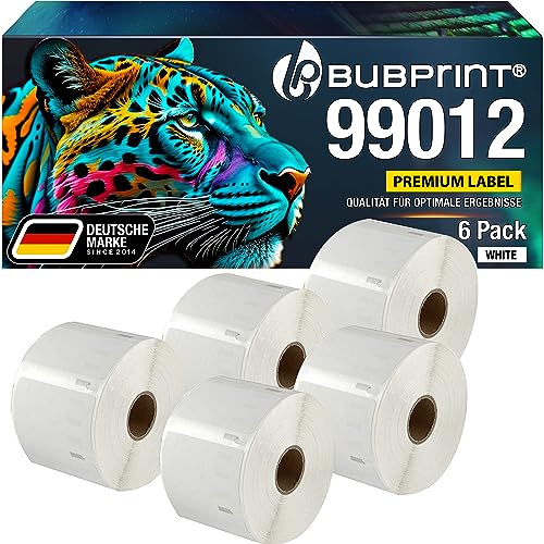 Bubprint 5 Etiketten 260 pro Rolle, kompatibel als Ersatz für Dymo 99012 S0722400 89x36mm, Weiß, Thermoetiketten für Labelwriter 310 320 330 400 450 von Bubprint