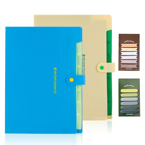 Bubuny 2Stk Fächermappe A4, Dokumentenmappe Mit 8 Fächer, Sammelmappe A4 Mit Etiketten, Sammelmappe Ordnungsmappe A4, Document Organizer Für Zuhause Büro Schule von Bubuny