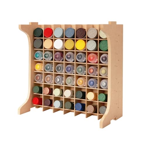 Bucasso Farbregal-Organizer mit 49 Löchern, passend für 10 ml TAMIYA,10 ml/18 ml MR HOBBY, Modellierwerkzeug-Aufbewahrung mit MDF-Material, Bastel-Farbhalter-Regal GK13 von Bucasso