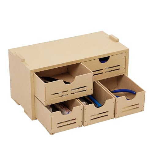 Bucasso Kunststoff-Modellbausatz-Werkzeug-Aufbewahrungsregal, Schublade, Hobby-Modellierwerkzeug und Teile-Aufbewahrung, Holzfarben-Organizer mit MDF-Material, Bastelbedarf, Aufbewahrung für Tamiya von Bucasso