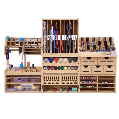 Bucasso Wooden Model Kit Tool Organizer Storage Rack, Paint Rack Organizer mit MDF-Material, Pinsel/Schraubenzieher-Lagerung, Craft-Supplies-Storage, geeignet für Tamiya Gundam Modell-Tools, GK10 von Bucasso