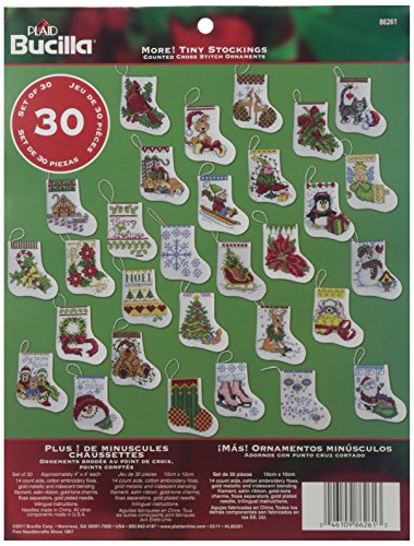 Bucilla Kreuzstich-Ornament-Set, 8,9 x 8,9 cm, 86261 weitere kleine Strümpfe (30 Stück) von Bucilla