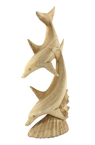 budawi® Delfin Holzskulptur Delfine Höhe ca. 30 cm Holzfigur Kunsthandwerk aus Bali von Budawi