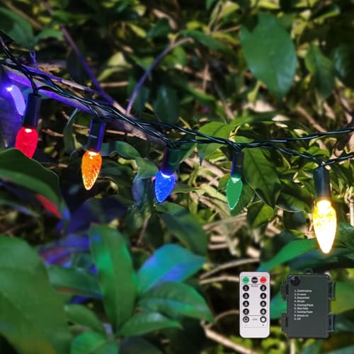 Budccnost Lichterkette Batterie Außen Innen Wasserdicht,Weihnachten Weihnachtsbaum,5M 50 Mini Led,Bunt,Timer Fernbedienung,Weihnachtsbeleuchtung Outdoor Indoor Kinderzimmer Balkon von Budccnost