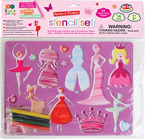 Buddy & Barney, Princess Butterflies pink STENCILS & Pencils Craft Set of 2 von Buddy & Barney