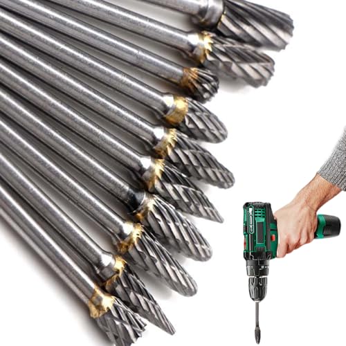 Bohrbit Set 10pcs/Set zementiertes Carbid-Bohrer-Bits Doppelstreifen Mauerwerk Beton Drill Bit Hard Rotary File Raspe Professionelle Bohrbits Spitze für Glasfliesen Ziegelholz, Mauerwerk Bohrer Bit S von Budstfee