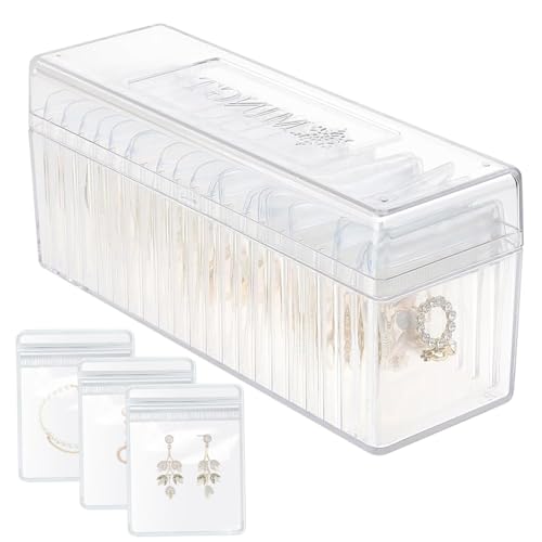 Budstfee Klarer Schmuck Organizer staubdes klare Schmuckschatulle mit 20 Anti -Jurnis -Schmuckbeutel tragbarer Schmuck Aufbewahrungskoffer Reise Juwelier Organizer |.Klarer Schmuck Organizer von Budstfee