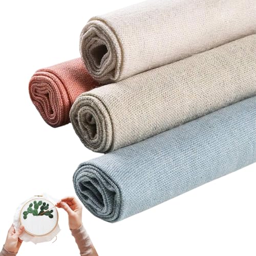 Budstfee Stickstoffstoff, Leinenstoff 4pcs/Set 20x20 in 4 festen Farben Quadratnadel Stickstoffe Stoff Stitch Stoff Weavers Tuch für DIY -Kunsthandwerk Handarbeit von Budstfee