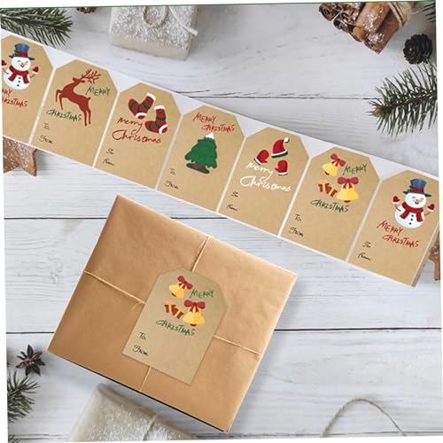 Budstfee Weihnachtslabels für Geschenke Tags Aufkleber 250pcs/Roll Sechs Muster Weihnachtsaufkleber -Tags Selbstkleber Weihnachtsetiketten Name Tags Umschläge Kar von Budstfee