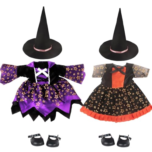 Girl Doll Halloween Kostüme, 2 Set -Puppenkleidung und Accessoires gehören Hut, Kleider und Schuhe Pretty Doll Kleidung für 18 Zoll Puppen Halloween Kostüme Geschenke für kleine Mädchen (keine Puppe von Budstfee