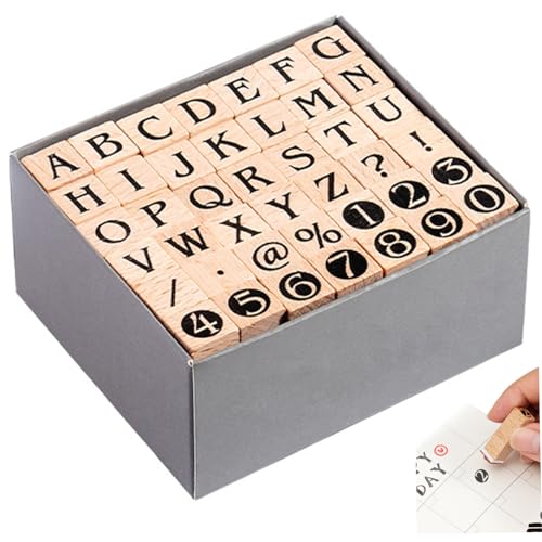 Kleine Holzstempelmarken | Holzstempel 42pcs/Set natürlicher und glattes Interpunktion, Alphabet- und Nummer-Stempel Mehrzweckmarken zum Handwerk, Buchstaben, Scrapbooking, Kartenherstellung von Budstfee