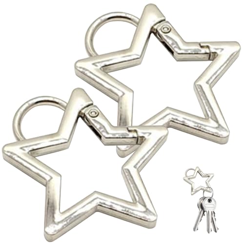 Sternschlüsselring, Star Carabiner Clip, 2pcs Star Keychain Metal Sternschlüssel Ring Heavy Duty Sternschlüsselketten Clip Polished Cute Carabiner für Handwerksherstellung von Budstfee