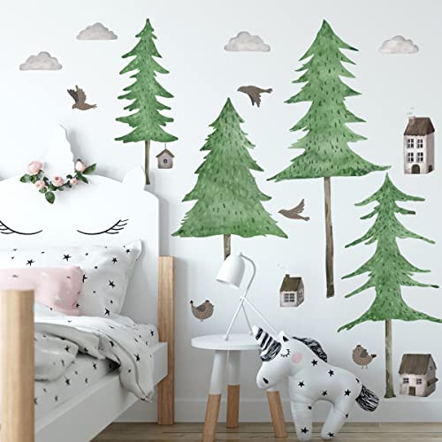 Buer Homie Wandtattoo Kinderzimmer Wald, Wandsticker Wald Fensterbilder Kinderzimmer Waldtiere, Wandaufkleber Kinderzimmer, Babyzimmer Wand Tattoo Selbst Klebend Kinder von Buer Homie