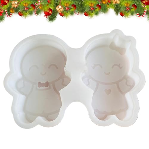 2 Stück Silikonform Weihnachten,Silikonform Lebkuchenmann Gießform Weihnachten,Kerzengießform Lebkuchenmann Silikon Kerze Fondant Seife Formen Für D-IY Kerzen von Buerfu