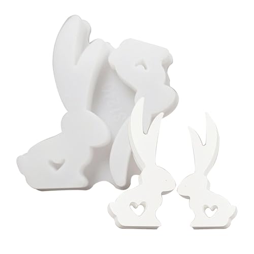 2 Stück Silikonformen Gießformen Ostern Hase, Silikonform Osterhase Mit Herz Silikonform Zum Gießen Ostern Hase Für Bastelarbeiten, Gips, Kunsthandwerk von Buerfu