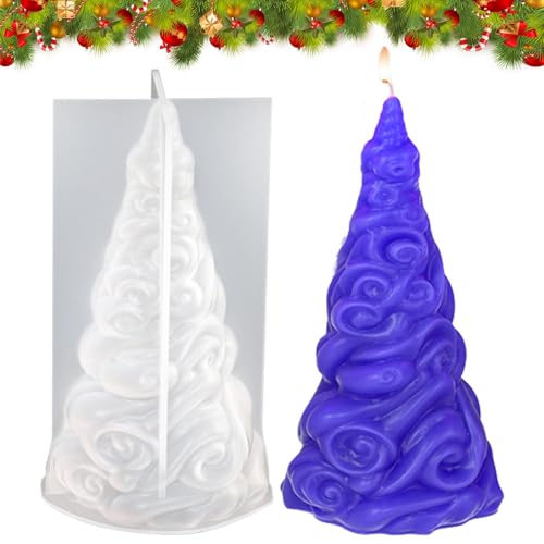 Buerfu 3D-Weihnachtsbaum-Kerzenform, multifunktionale Süßigkeitenform, Aromatherapie-Kerzenformen, Heimdekoration, Ornament-Form, 3D-Epoxidharz-Formen für Seifenherstellung von Buerfu