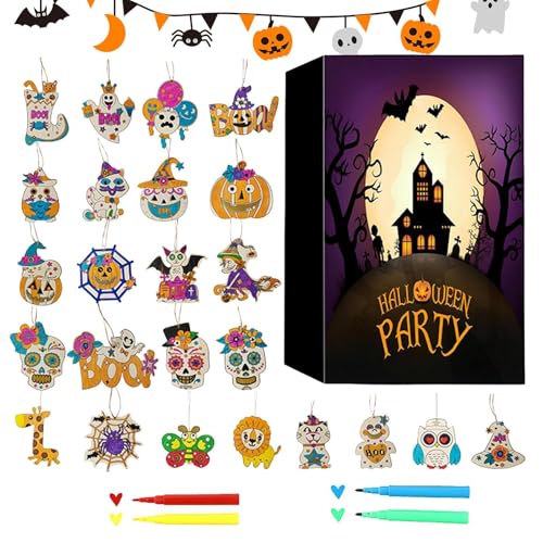 Buerfu Halloween-Adventskalender mit Countdown-Kalender, Doodle-Zeichenbrett, Halloween-Adventskalender-Malbrett, 24-Tage-Countdown-Kalender, buntes Kritzelbrett von Buerfu