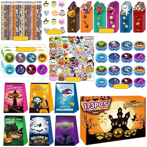 Buerfu Halloween-Spielzeug-Set, Halloween-Spielzeug-Sortiment für Kinder - 173 Stück Halloween-Partygeschenke, große Menge Halloween-Spielzeug für Kinder - Halloween-Leckereien, keine Süßigkeiten, von Buerfu