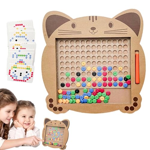 Buerfu Magnetisches Zeichenbrett,Magnet-Zeichenbrett | Katzen-Dot-Art-Doodle-Brettspielzeug - Interaktive Magnet-Puzzle-Brettspiele mit Stift, Lernaktivitäten im Vorschulalter für Kleinkinder von Buerfu