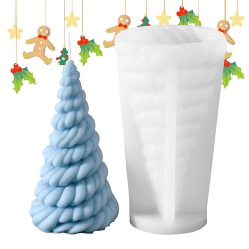 Buerfu Silikon-Weihnachtsbaumform Kerze, Weihnachtsbaum-Silikonformen für Kerzen - Fondant-Kuchenform - Seifen-Epoxidharz-Wachsform, Weihnachtsbaumform für die Herstellung von Bastelkuchen, Schokolade von Buerfu