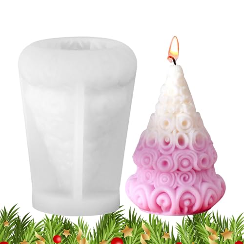 Buerfu Silikon-Weihnachtsbaumform Kerze, Weihnachtsbaum-Silikonformen für Kerzen - Schokoladenform,Seifen-Epoxidharz-Wachsform, Weihnachtsbaumform für die Herstellung von Bastelkuchen, Schokolade von Buerfu