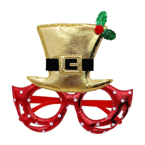 Buerfu Weihnachts-Brillengestell,Weihnachtsparty-Brille,Süße glitzernde Weihnachtsbrille | Hut-Design-Brillengestell, Weihnachtsparty-Kostümzubehör für den Urlaub von Buerfu