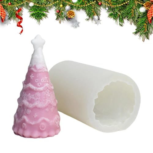 Buerfu Weihnachtsbaum-Kerzenformen aus Silikon – 3D-Epoxidharz-Formen für Weihnachten – Kerzenwachs-Form für Kerzen, Harz, Seife, Handwerk, Kuchen, Schokoladenherstellung von Buerfu